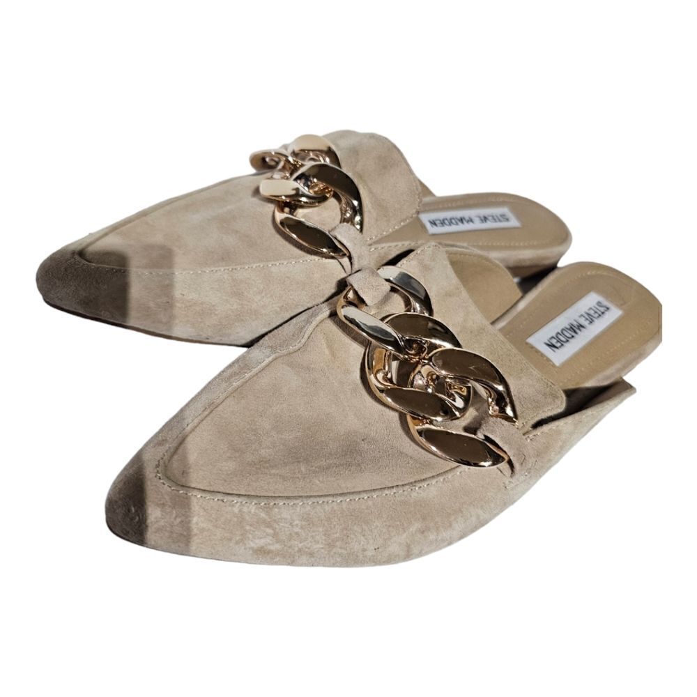 STEVE MADDEN "Friends" Tan Suede Mules Shoes - Size 6 1/2